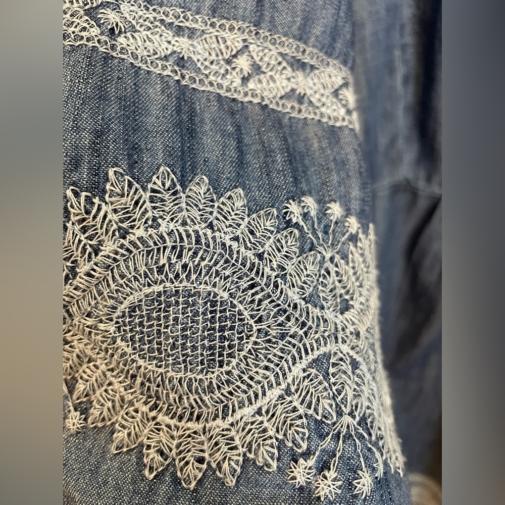 J Jill embroidered Blue Denim Dress Tunic 2x - Picture 6 of 12